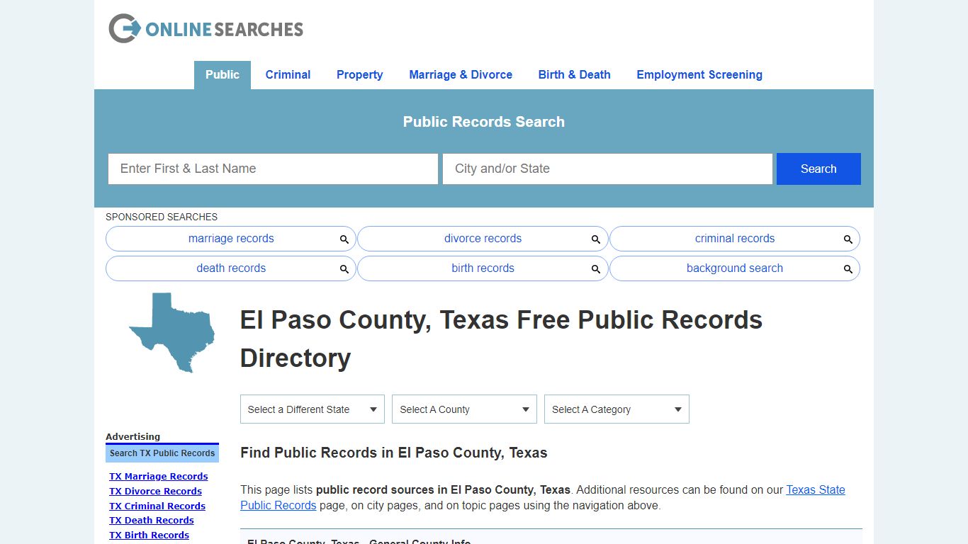 El Paso County, Texas Public Records Directory